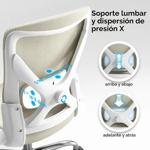 Vista 5 de Ergalithic Silla de Oficina Ergonómica para Hogar y Computadora - Silla X en Forma de Malla con Cuero PU y Soporte Lumbar Ajustable - Silla