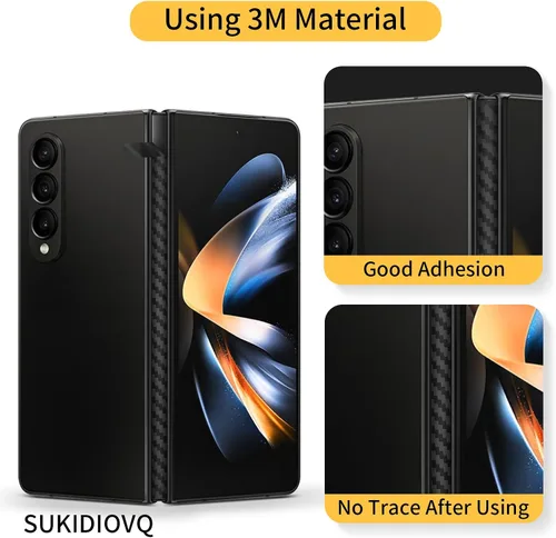 Vista 3 de Paquete de 4 unidades para Samsung Galaxy Z Fold 5 cubierta de bisagra de teléfono Protector de película de fibra de carbono 3M vinilo de PVC Fibra