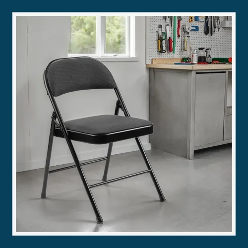 Vista 13 de OEF Furnishings OEF970 Series - Sillas plegables acolchadas de tela de alta calidad, asiento y respaldo acolchados cómodos para salas