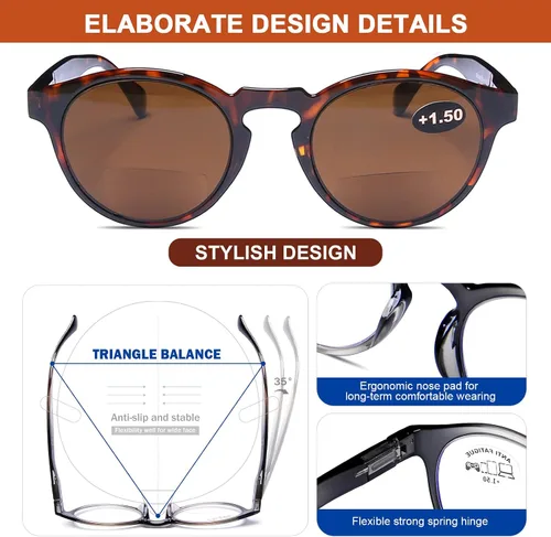 Vista 4 de Bifocal Reading Glasses Computer Blue light Block Clear Top Sun Readers Paquete de 3 (gafas de sol bifocales*3)