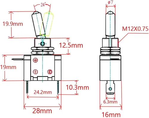 Vista 7 de Interruptores oscilantes unipolares E Support de encendido y apagado con lámpara de luz led para auto o barco, de 12 V y de 20 A, Azul Led azul