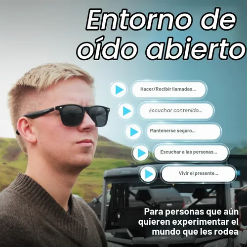 Vista 2 de Harmonix SonaVue - Lentes inteligentes con sonido de oído abierto, lentes fotocromáticos adaptables a la luz, protección UV400, filtro de luz azul