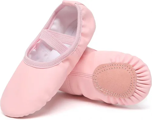 Vista 9 de Danzcue Zapatos de ballet para mujer, lona suave, piel sintética, zapatillas de baile para adultos, ideales para mujeres