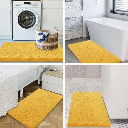 Vista 7 de smiry - Lujosa alfombra de baño de felpilla, extra suave y absorbente, lavable a máquina, antideslizante para bañera, ducha y cuarto de baño