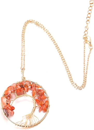 Vista 5 de Halukakah Collar de cristales y piedras curativas para mujer, alambre de latón chapado en oro, piedra lunar natural, cuarzo rosacuarzo amatista