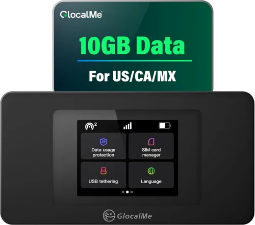 Vista 9 de GlocalMe DuoTurbo 4G LTE Hotspot WiFi portátil para viajes en más de 200 países, dispositivo de punto de acceso móvil con datos globales de 1.1GB