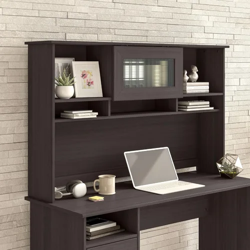 Vista 2 de BUSH FURNITURE Mueble de madera de roble, color café de 60 pulgadas, Madera, Heather Gray