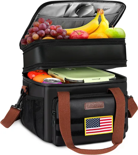 Vista 18 de Lonchera y bolsa de almuerzo para mujeres y hombres, lonchera grande aislada para adultos, a prueba de fugas, bolsa enfriadora para el trabajo