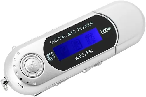 Vista 7 de 1 unidad USB 2.0 digital MP3 reproductor de música portátil LCD compatible con tarjeta TF de 32 GB y radio FM, uso 20 horas, plata