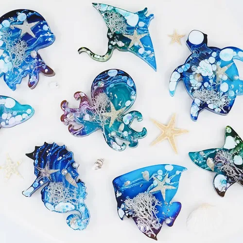Vista 5 de Moldes de silicona de animales para resina epoxi, 8 cavidades lindos moldes de silicona en forma de animal para llavero colgante de joyería, fondant