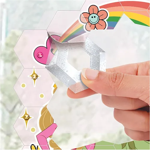 Vista 4 de Make It Real Disney: Mosaico de arte de ventana – Princesa Disney – 70 piezas, rompecabezas reutilizables para ventana, crea una imagen de 9.5 x