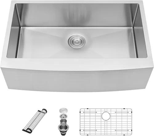 Vista 10 de Sarlai Fregadero negro de granja – Fregadero de cocina frontal con delantal de 30 pulgadas x 22 pulgadas, fregadero de cocina estilo casa de campo