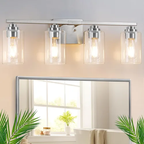 Vista 34 de VerRon Juego de 2 apliques de pared para baño, lámparas modernas de tocador, faroles de montaje de bronce cepillado al óleo, luces de pared