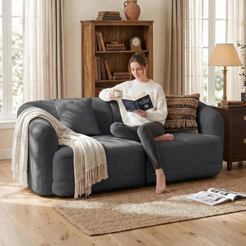 Vista 23 de Sofá modular de 3 plazas sin hueso de 112 pulgadas Blanco
