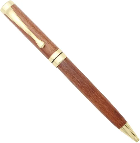 Vista 6 de Gullor Bolígrafo retráctil hecho a mano de palisandro, pluma de madera natural, clip de oro