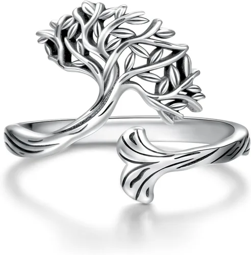 Vista 8 de zaxsj TreeofLifeRingsforWomen925SterlingSilverRetroCelticKnotIrishTreeofLifePendantNecklaceRingJewelryGiftsforWomen