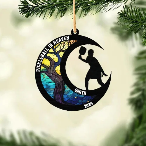 Vista 24 de Pesca en el cielo, adorno de pesca personalizado, decoración de Navidad para amantes de la pesca, nombre y fecha personalizados, regalo