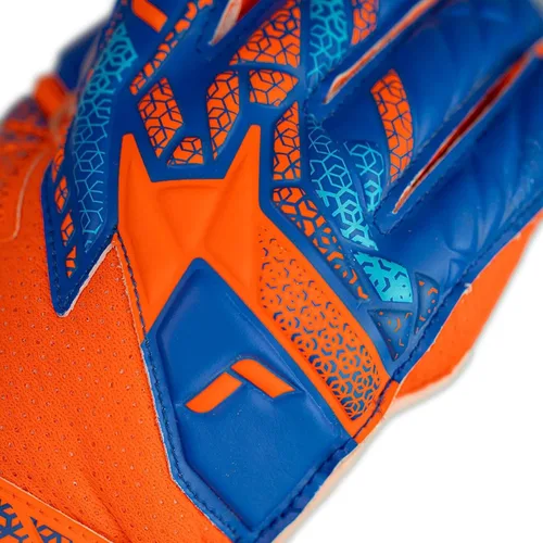 Vista 7 de Reusch Attrakt Solid Finger Support Junior Goalie Gloves Durable & Breathable Soccer Youth Goalkeeper Gloves Orange & Blue