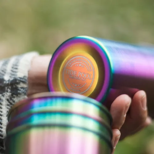 Vista 4 de Vasos Rainbow de acero inoxidable de 10 onzas, paquete de 4 unidades, ideales para niños, ecológicos, saludables, de grado alimenticio, duraderos e