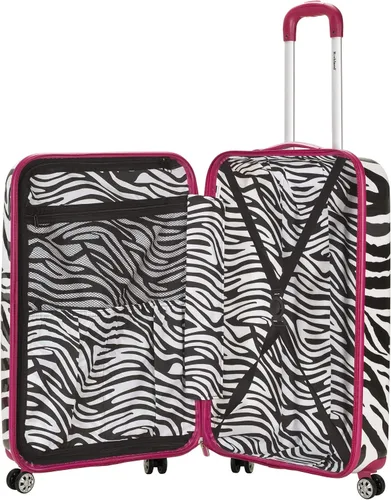 Vista 3 de Rockland Safari - Equipaje con carcasa rígida y ruedas giratorias, Rosado Zebra