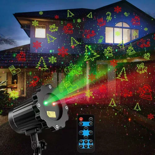 Vista 8 de Proyector de Luces Láser de Navidad Más Brillante para Exteriores, 2025 Mejorado 2 Colores Rojo Verde Gypsophila Estrellas Centelleantes