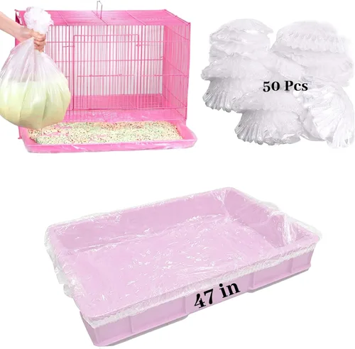 Vista 9 de BNOSDM 100 piezas desechables para jaula de conejo, de plástico, para conejillos de indias, ropa de cama, bolsas de arena para hámster, película