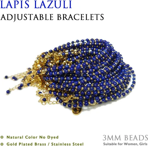 Vista 3 de Morchic - Pulsera ajustable de pulgadas para mujer, con mini cuentas de gemas naturales, serie de dijes de gemas de energía, regalo de cumpleaños