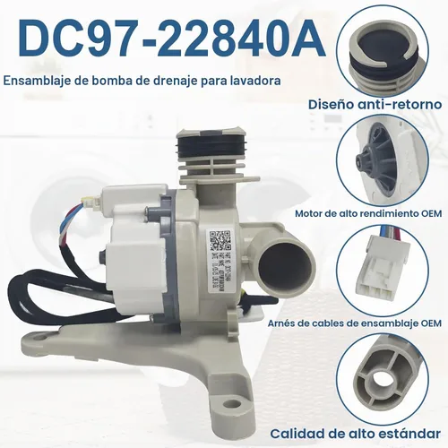 Vista 7 de DC97-22840A, DC31-00201A Conjunto de bomba de drenaje compatible con lavadora Samsung