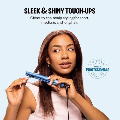 Vista 2 de BaBylissPRO Mini plancha plana para el cabello Nano Titanio ¾ pulgadas. Placas para cabello corto y retoques, azul, BNT137