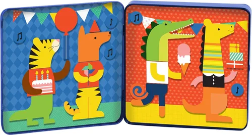 Vista 2 de Petit Collage Juego magnético de animales de fiesta, mesa de juego magnética para mezclar y combinar, ideal para mayores de 3 años, incluye 2