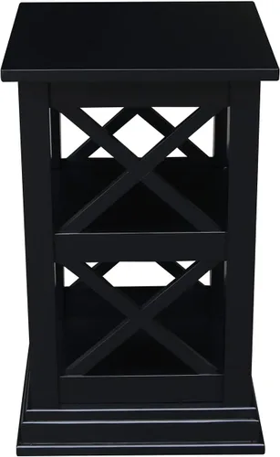 Vista 5 de IC International Concepts Hampton - Mesa decorativa de madera maciza con estantes, color negro
