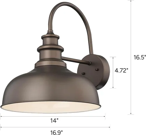 Vista 2 de Bestshared Lámpara de granero de granja de 14 pulgadas, aplique de pared para exteriores, lámpara de montaje en pared exterior, accesorio