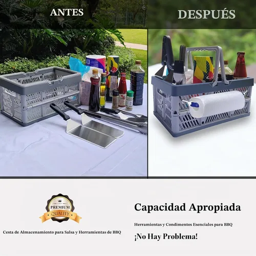 Vista 4 de Cesta de Almacenamiento de Salsa BBQ y Herramientas Rilltowpe: más conveniente para llevar herramientas de salsa BBQ al aire libre, en la playa