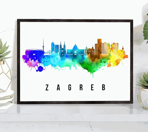 Vista 14 de Póster de Kazan Skyline Rusia, pintura de paisaje urbano de Kazan, póster de Rusia, paisaje urbano de Kazán y estampado de monumentos, arte de pared
