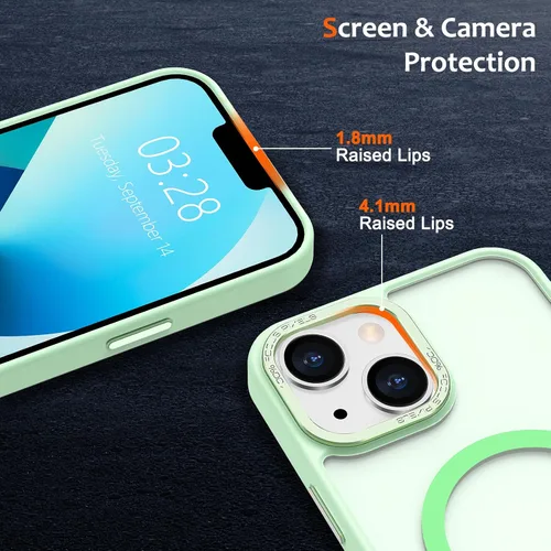 Vista 635 de Anuck - Funda magnética para iPhone 11 compatible con MagSafe, carcasa trasera mate translúcida dura, borde de TPU, delgada, resistente a impactos