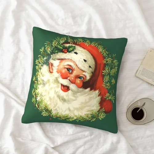 Vista 6 de San-ta Cla-us - Funda de almohada decorativa de Navidad, fundas de cojín cuadradas para sofá, cama, sofá, automóvil, hogar, decoración navideña