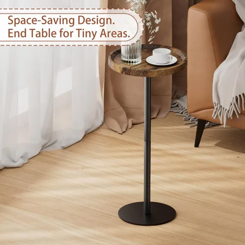 Vista 5 de Mesa de bebida, mesa de pedestal pequeña, mesa auxiliar redonda pequeña para sala de estar, dormitorio, baño