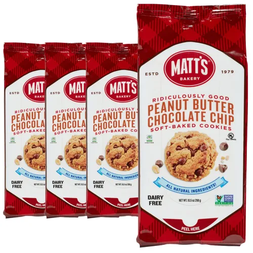 Vista 9 de Matt's Bakery Galletas con chispas de chocolate, horneadas suaves, sin OMG, ingredientes totalmente naturales; 4 bolsas (10.5 onzas cada una)