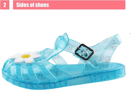 Vista 3 de Amtidy Zapatos de gelatina para niñas, sandalias de cumpleaños de princesa de la reina de las nieves para niñas pequeñas, para fiestas inspiradas