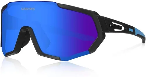 Vista 10 de Queshark - Gafas de ciclismo, lentes de sol deportivos para hombres y mujeres, 1 lente polarizada 2 HD, lentes de sol polarizados para ciclismo