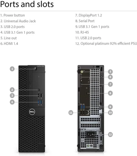 Vista 5 de Dell Computadora de escritorio OptiPlex 5050 SFF, Intel Core i5-7500t, 8 GB de RAM, SSD de 256 GB, WiFi, Bluetooth, HDMI, teclado y mouse, Windows