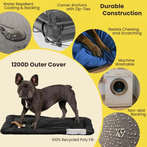 Vista 4 de K9 Ballistics Almohadilla Resistente Ripstop para Jaula de Perro - Alfombra Duradera y Lavable a Máquina para Perrera y Viaje para Cachorros