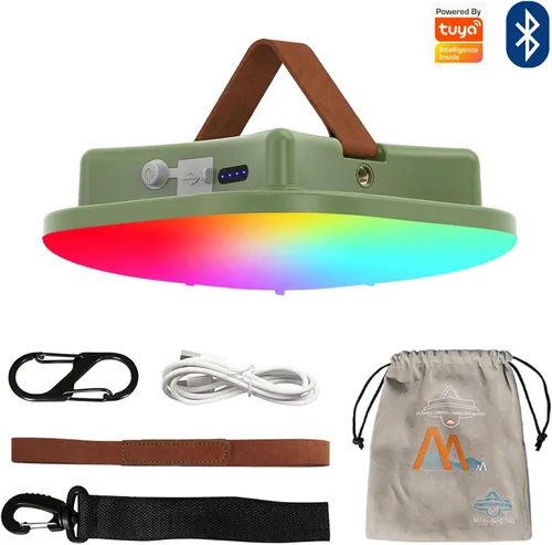 Vista 7 de Linterna de camping recargable, luz LED inteligente con control Bluetooth por la aplicación Tuya, sincronización de música RGB LED luces de camping