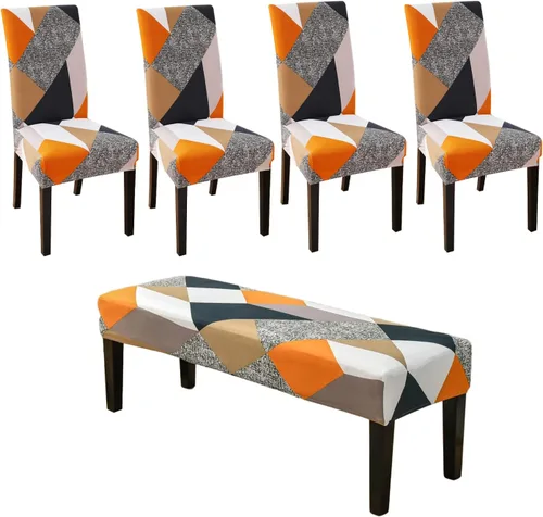 Vista 24 de HAOYONG Funda para Silla de Comedor con Estampado, Funda Desmontable Lavable para Silla Parsons, Protector de Asiento Removible para Comedor, Hotel