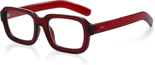 Vista 8 de Lentes cuadrados retro para mujeres y hombres, anteojos gruesos rectangulares de luz azul, anteojos gruesos estilo de los años 90