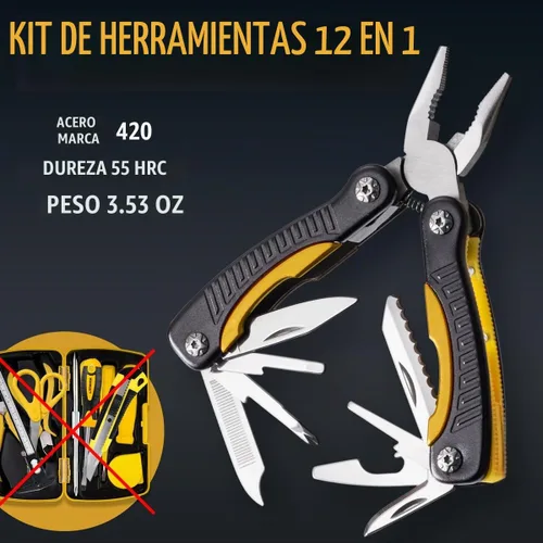 Vista 2 de Mini Multiherramienta de Bolsillo 12 en 1 con Cuchillo y Alicates - Mejor Accesorio de Utilidad Todo en Uno Multiusos para Hombres y Mujeres - Mejor