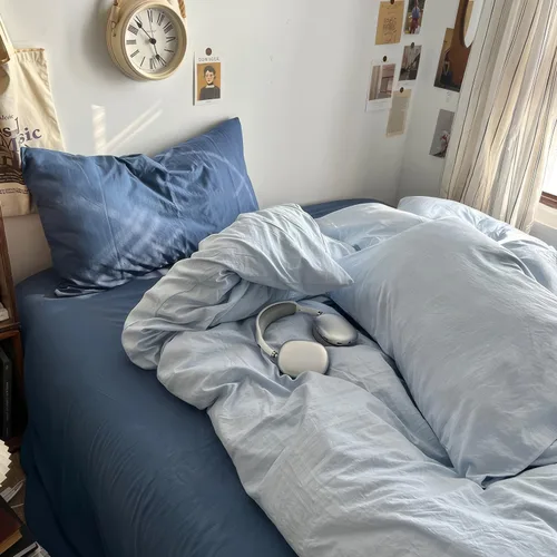Vista 17 de mixinni Juego de funda de edredón vintage a rayas, tamaño twin, juego de ropa de cama de 3 piezas, 100% algodón lavado, suave y transpirable, funda