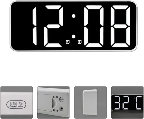 Vista 4 de Garneck Reloj despertador digital silencioso reloj despertador digital con pantalla LED, reloj de escritorio para el hogar, oficina, dormitorio