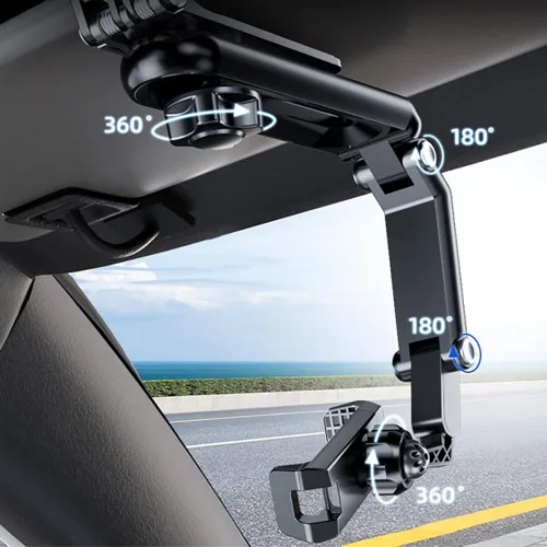 Vista 2 de 360 ° giratorio Sun Visor Teléfono titular para coche Multifuncional Sun Visor Teléfono Celular Soporte para iPhone para Samsung para Android