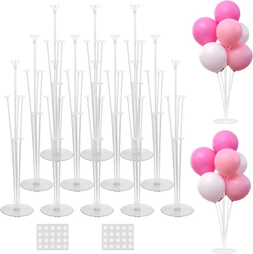 Vista 25 de 12 juegos de kit de soporte para globos de oso para centro de mesa de baby shower de oso bebé para mesas, decoración para fiesta de revelación